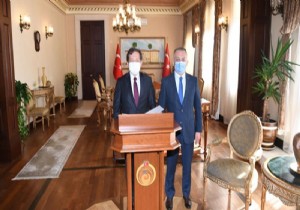 Belarus Ankara Bykelisi Victor V. Rybak dan  Vali Ersin Yazcya ziyaret